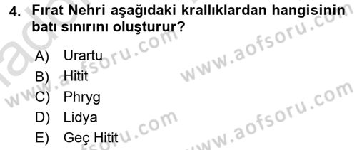 Anadolu Kültür Tarihi Dersi 2024 - 2025 Yılı Yaz Okulu Sınav Soruları 4. Soru