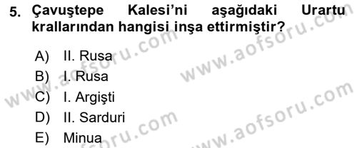 Anadolu Kültür Tarihi Dersi 2024 - 2025 Yılı Yaz Okulu Sınav Soruları 5. Soru