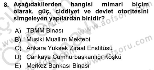 Anadolu Kültür Tarihi Dersi 2024 - 2025 Yılı Yaz Okulu Sınav Soruları 8. Soru