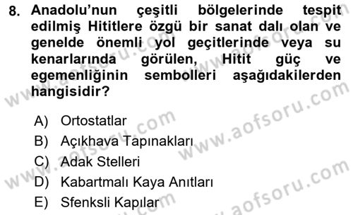 Anadolu Kültür Tarihi Dersi 2025 - 2026 Yılı (Vize) Ara Sınav Soruları 8. Soru