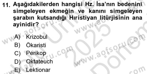 Anadolu Kültür Tarihi Dersi 2025 - 2026 Yılı (Final) Dönem Sonu Sınav Soruları 11. Soru
