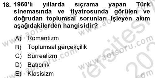 Anadolu Kültür Tarihi Dersi 2025 - 2026 Yılı (Final) Dönem Sonu Sınav Soruları 18. Soru