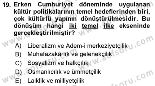 Anadolu Kültür Tarihi Dersi 2025 - 2026 Yılı (Final) Dönem Sonu Sınav Soruları 19. Soru