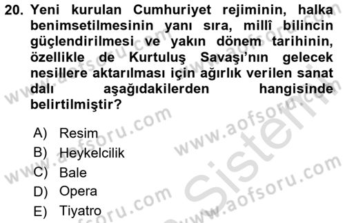 Anadolu Kültür Tarihi Dersi 2025 - 2026 Yılı (Final) Dönem Sonu Sınav Soruları 20. Soru