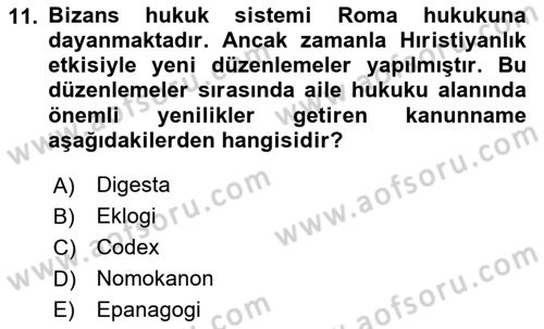 Anadolu Kültür Tarihi Dersi 2025 - 2026 Yılı Yaz Okulu Sınav Soruları 11. Soru