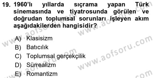 Anadolu Kültür Tarihi Dersi 2025 - 2026 Yılı Yaz Okulu Sınav Soruları 19. Soru