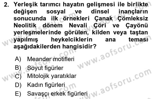 Anadolu Kültür Tarihi Dersi 2025 - 2026 Yılı Yaz Okulu Sınav Soruları 2. Soru
