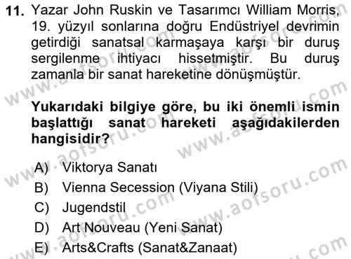 Görsel İletişim ve Tasarım Tarihi Dersi 2021 - 2022 Yılı (Vize) Ara Sınav Soruları 11. Soru