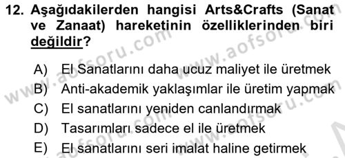 Görsel İletişim ve Tasarım Tarihi Dersi 2021 - 2022 Yılı (Vize) Ara Sınav Soruları 12. Soru