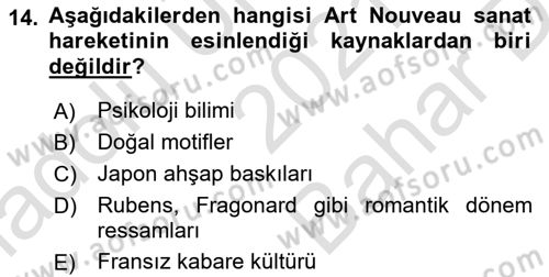 Görsel İletişim ve Tasarım Tarihi Dersi 2021 - 2022 Yılı (Vize) Ara Sınav Soruları 14. Soru