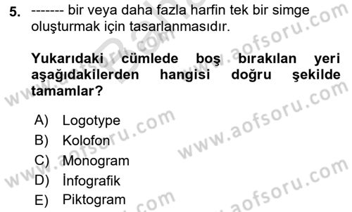 Görsel İletişim ve Tasarım Tarihi Dersi 2021 - 2022 Yılı (Final) Dönem Sonu Sınav Soruları 5. Soru