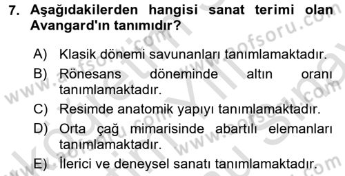Görsel İletişim ve Tasarım Tarihi Dersi 2021 - 2022 Yılı (Final) Dönem Sonu Sınav Soruları 7. Soru