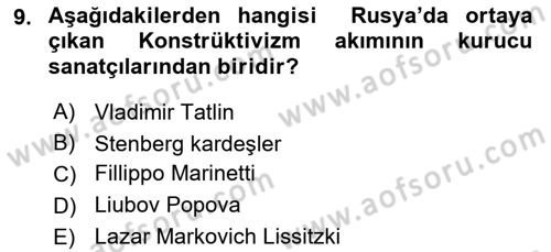 Görsel İletişim ve Tasarım Tarihi Dersi 2021 - 2022 Yılı (Final) Dönem Sonu Sınav Soruları 9. Soru