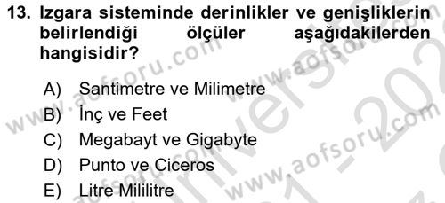 Görsel İletişim ve Tasarım Tarihi Dersi 2021 - 2022 Yılı Yaz Okulu Sınavı 13. Soru