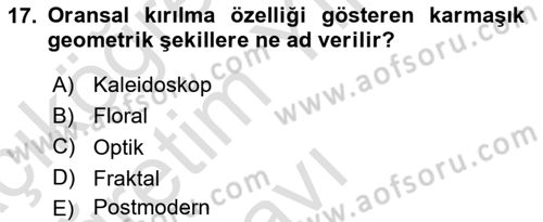 Görsel İletişim ve Tasarım Tarihi Dersi 2021 - 2022 Yılı Yaz Okulu Sınavı 17. Soru