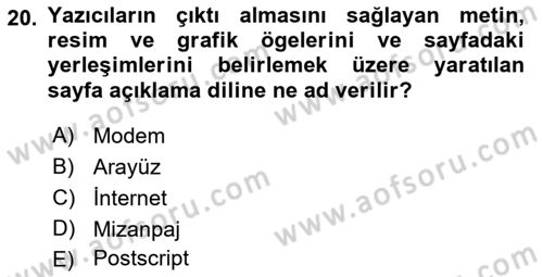 Görsel İletişim ve Tasarım Tarihi Dersi 2021 - 2022 Yılı Yaz Okulu Sınavı 20. Soru