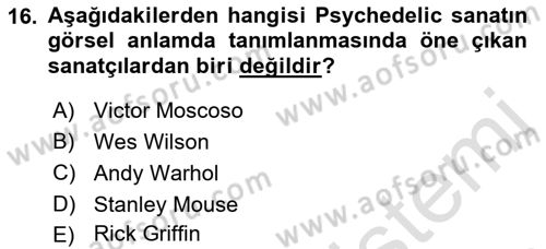 Görsel İletişim ve Tasarım Tarihi Dersi 2022 - 2023 Yılı Yaz Okulu Sınav Soruları 16. Soru