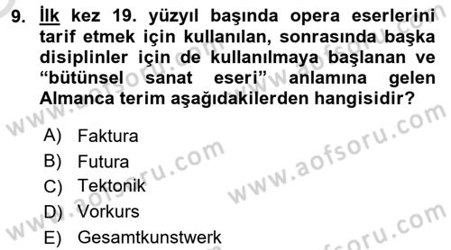 Görsel İletişim ve Tasarım Tarihi Dersi 2022 - 2023 Yılı Yaz Okulu Sınav Soruları 9. Soru