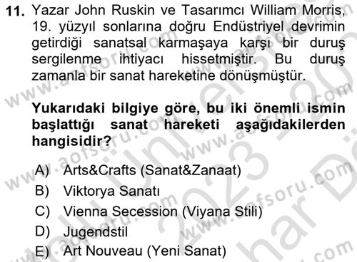 Görsel İletişim ve Tasarım Tarihi Dersi 2023 - 2024 Yılı (Vize) Ara Sınav Soruları 11. Soru