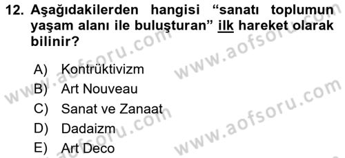 Görsel İletişim ve Tasarım Tarihi Dersi 2023 - 2024 Yılı (Vize) Ara Sınavı 12. Soru