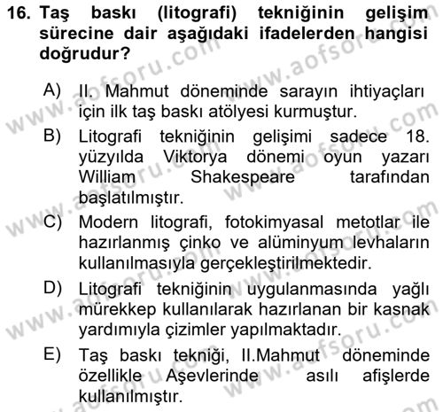 Görsel İletişim ve Tasarım Tarihi Dersi 2023 - 2024 Yılı (Vize) Ara Sınavı 16. Soru