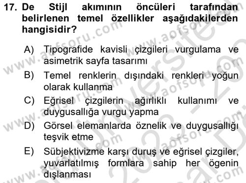 Görsel İletişim ve Tasarım Tarihi Dersi 2023 - 2024 Yılı (Vize) Ara Sınav Soruları 17. Soru