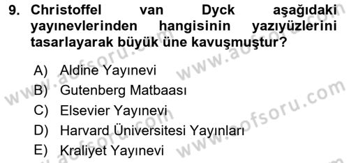 Görsel İletişim ve Tasarım Tarihi Dersi 2023 - 2024 Yılı (Vize) Ara Sınav Soruları 9. Soru