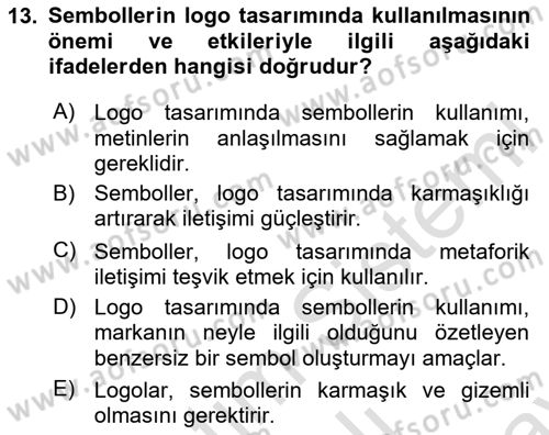 Görsel İletişim ve Tasarım Tarihi Dersi 2023 - 2024 Yılı (Final) Dönem Sonu Sınav Soruları 13. Soru