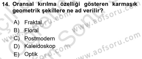 Görsel İletişim ve Tasarım Tarihi Dersi 2023 - 2024 Yılı (Final) Dönem Sonu Sınav Soruları 14. Soru