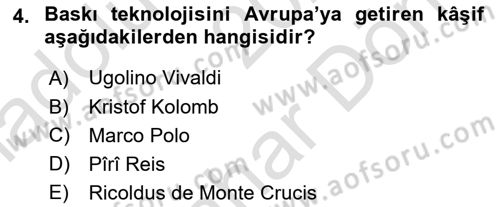 Görsel İletişim ve Tasarım Tarihi Dersi 2023 - 2024 Yılı (Final) Dönem Sonu Sınav Soruları 4. Soru