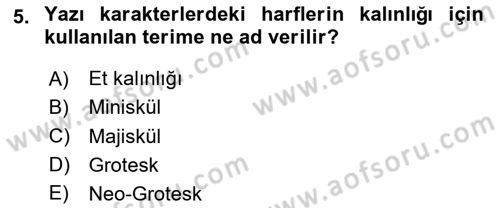 Görsel İletişim ve Tasarım Tarihi Dersi 2023 - 2024 Yılı (Final) Dönem Sonu Sınav Soruları 5. Soru