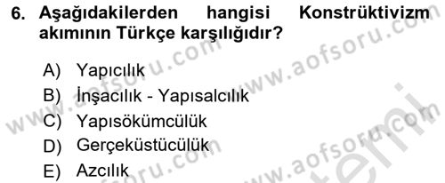 Görsel İletişim ve Tasarım Tarihi Dersi 2023 - 2024 Yılı (Final) Dönem Sonu Sınav Soruları 6. Soru