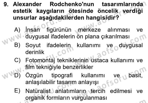 Görsel İletişim ve Tasarım Tarihi Dersi 2023 - 2024 Yılı (Final) Dönem Sonu Sınav Soruları 9. Soru