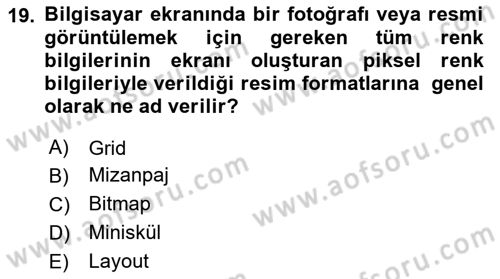 Görsel İletişim ve Tasarım Tarihi Dersi 2023 - 2024 Yılı Yaz Okulu Sınav Soruları 19. Soru