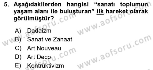 Görsel İletişim ve Tasarım Tarihi Dersi 2023 - 2024 Yılı Yaz Okulu Sınav Soruları 5. Soru