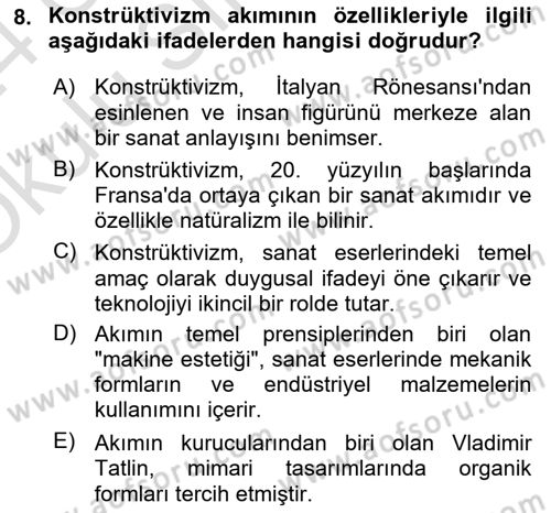 Görsel İletişim ve Tasarım Tarihi Dersi 2023 - 2024 Yılı Yaz Okulu Sınav Soruları 8. Soru