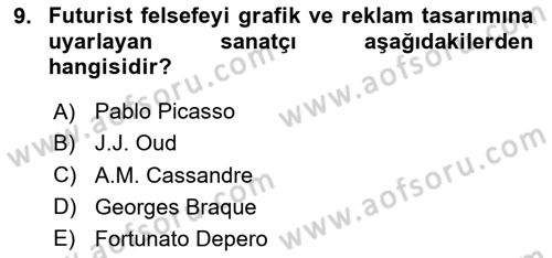 Görsel İletişim ve Tasarım Tarihi Dersi 2023 - 2024 Yılı Yaz Okulu Sınav Soruları 9. Soru