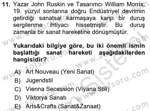Görsel İletişim ve Tasarım Tarihi Dersi 2024 - 2025 Yılı (Vize) Ara Sınav Soruları 11. Soru