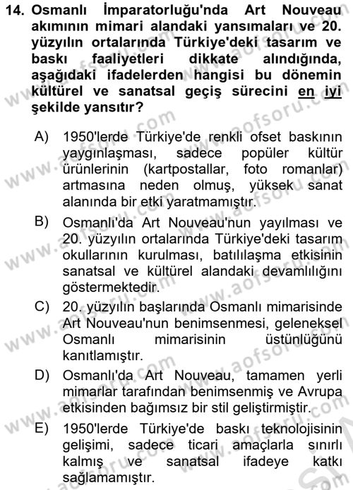 Görsel İletişim ve Tasarım Tarihi Dersi 2024 - 2025 Yılı (Vize) Ara Sınav Soruları 14. Soru