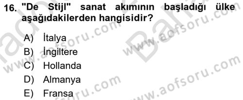 Görsel İletişim ve Tasarım Tarihi Dersi 2024 - 2025 Yılı (Vize) Ara Sınav Soruları 16. Soru