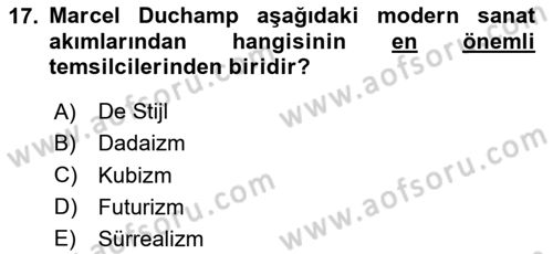 Görsel İletişim ve Tasarım Tarihi Dersi 2024 - 2025 Yılı (Vize) Ara Sınav Soruları 17. Soru
