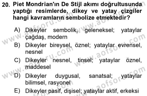 Görsel İletişim ve Tasarım Tarihi Dersi 2024 - 2025 Yılı (Vize) Ara Sınav Soruları 20. Soru