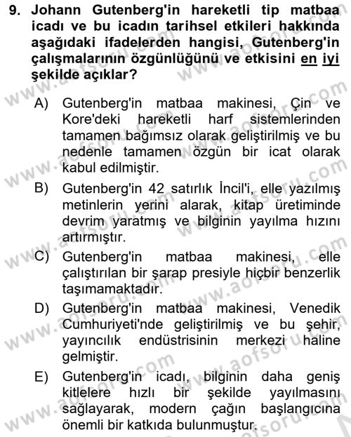 Görsel İletişim ve Tasarım Tarihi Dersi 2024 - 2025 Yılı (Vize) Ara Sınav Soruları 9. Soru