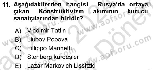 Görsel İletişim ve Tasarım Tarihi Dersi 2024 - 2025 Yılı (Final) Dönem Sonu Sınav Soruları 11. Soru