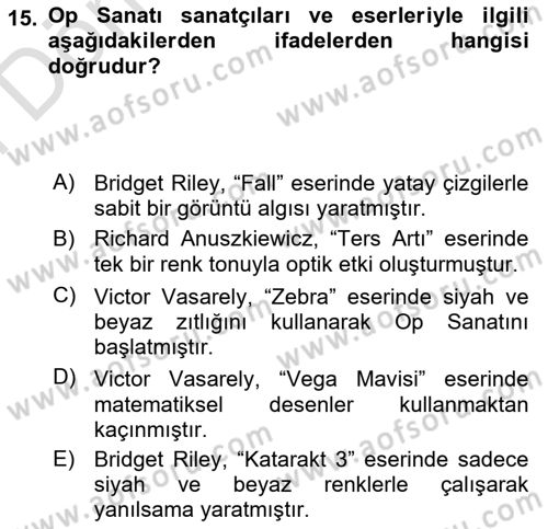 Görsel İletişim ve Tasarım Tarihi Dersi 2024 - 2025 Yılı (Final) Dönem Sonu Sınav Soruları 15. Soru