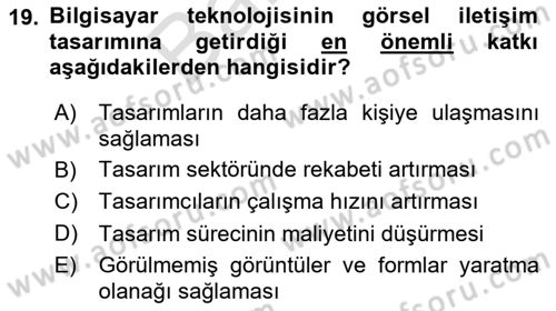 Görsel İletişim ve Tasarım Tarihi Dersi 2024 - 2025 Yılı (Final) Dönem Sonu Sınav Soruları 19. Soru