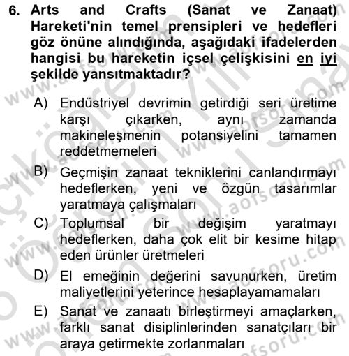 Görsel İletişim ve Tasarım Tarihi Dersi 2024 - 2025 Yılı (Final) Dönem Sonu Sınav Soruları 6. Soru