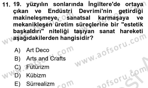 Görsel İletişim ve Tasarım Tarihi Dersi 2025 - 2026 Yılı (Vize) Ara Sınav Soruları 11. Soru