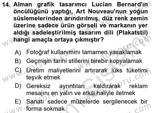 Görsel İletişim ve Tasarım Tarihi Dersi 2025 - 2026 Yılı (Vize) Ara Sınav Soruları 14. Soru