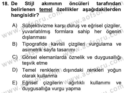 Görsel İletişim ve Tasarım Tarihi Dersi 2025 - 2026 Yılı (Vize) Ara Sınav Soruları 18. Soru